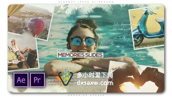 AE与PR模板-优雅墨水动画回忆幻灯片相册视频制作