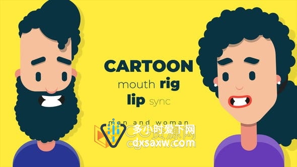 AE模板-卡通人物唇形口型同步元素为音频文件制作演讲预设讲解动画