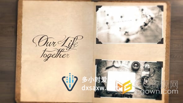 AE模板-3D魔法旧纸书籍神奇回忆复古相册