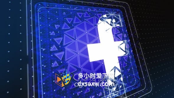 AE模板-发光点面板快速高科技绘制三角形图形元素填充LOGO显示动画