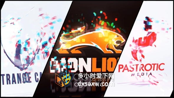 AE模板-3D抽象卡片粒子效果旋转汇聚成LOGO快速消逝标志片头