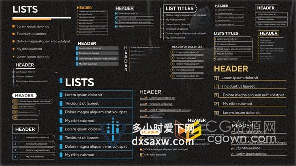 20 个独特的项目符号列表标题动画AE模板