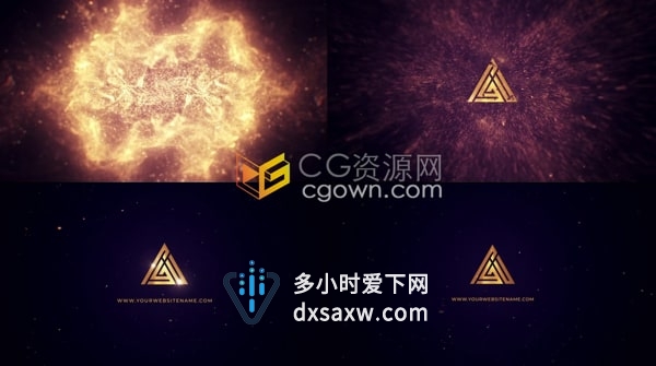AE粒子标志模板-神奇闪耀金粒子爆炸LOGO标志动画