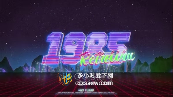 AE模板-复古城市背景全息图显示游戏电竞标志LOGO动画