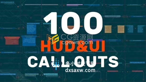 线条呼出技术标注指示线介绍动画AE科技标题模板100 HUD UI Call Outs
