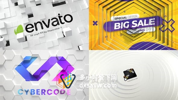 AE模板-3D Mockup Kit大气抽象循环标志场景LOGO动画
