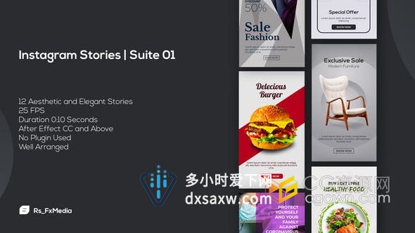 AE模板-垂直版手机端展示动态宣传海报多主题通用小视频广告