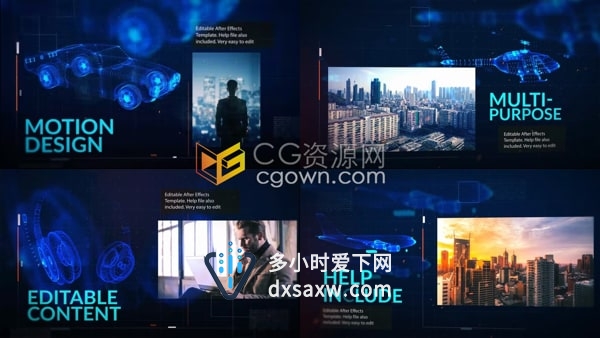 AE科技宣传片模板-汽车建筑设计计算机数字企业餐厅技术全息图