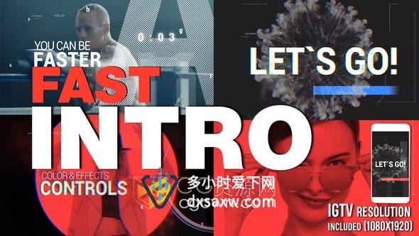 AE模板-小故障抽象动画爆炸文本适合品牌广告商店促销手机垂直视频介绍