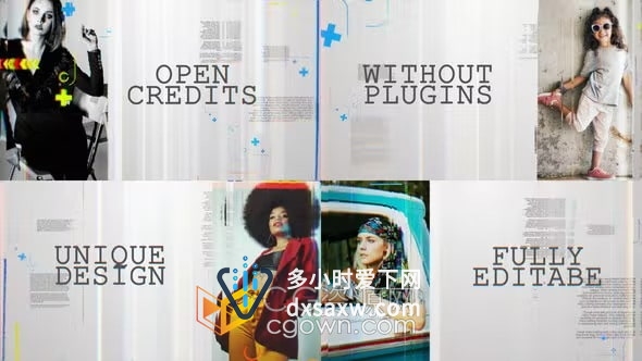 AE模板-明亮玻璃效果时尚故障标题现代图文展示开场视频