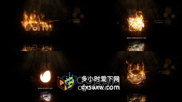 AE模板逼真燃烧火花热浪字体烧灼效果标志LOGO动画