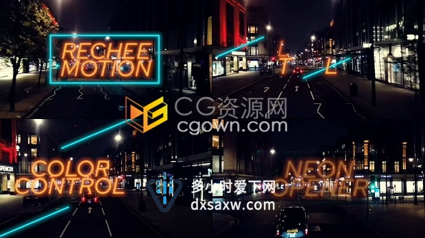 PR预设发光霓虹灯文字效果动画制作mogrt文件带视频教程-Premiere模板下载