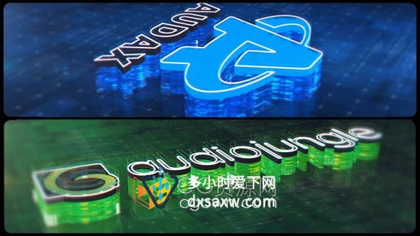 AE模板-超高科技未来全息图动画效果3D数字挤压标志