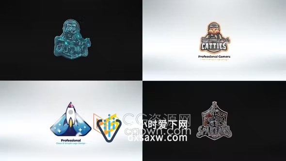 AE标志模板-简单动画模糊到干净清晰闪亮LOGO显现