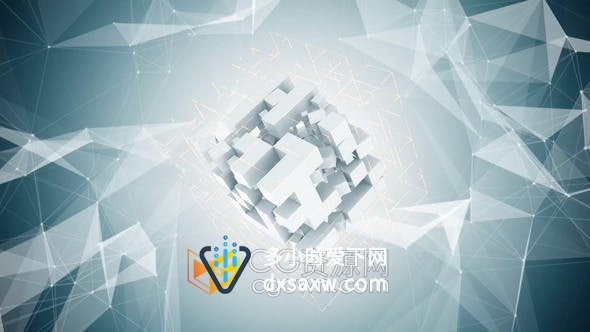 PR模板-3D抽象立方体标志动画展示游戏网络科技主题LOGO片头