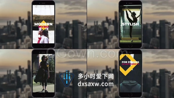 手机竖屏效果动态城市时尚故障特效画面效果介绍视频制作-PR工程模板下载