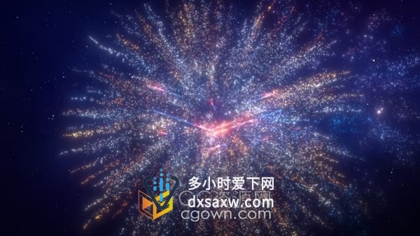AE模板-炫丽烟花标志展示跨年晚会公司庆典活动绽放礼花LOGO片头