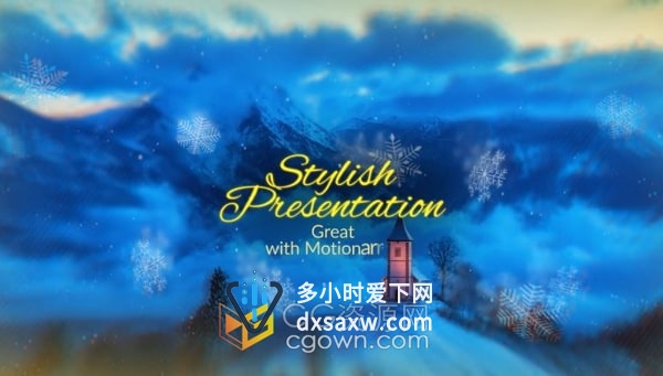 AE模板-冬季雪花缓慢飘落动画效果视频幻灯片