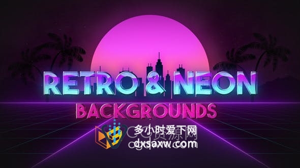 AE模板-35个循环动画背景复古波浪霓虹灯动态LED屏幕视频素材