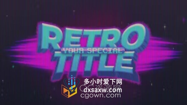 AE片头模板像素复古标题和vhs标志LOGO动画
