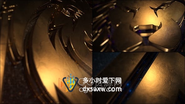 AE模板-3D金属钢质感游戏电影光面标志史诗神秘LOGO片头