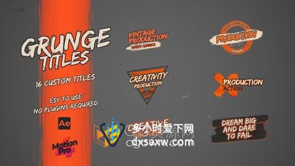 AE模板-Grunge Titles标题商业广告音乐会媒体宣传视频文字动画