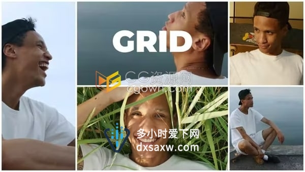 分屏视频时尚拼贴效果服装模特展示活动介绍AE照片动画模板