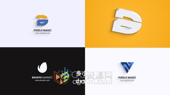AE模板-简单实用翻转3D标志LOGO动画