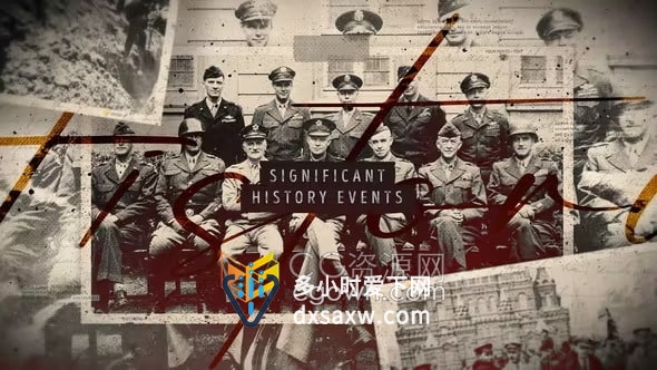 AE模板-重要的历史事件教育宣传片复古回忆相册军事战争纪录片