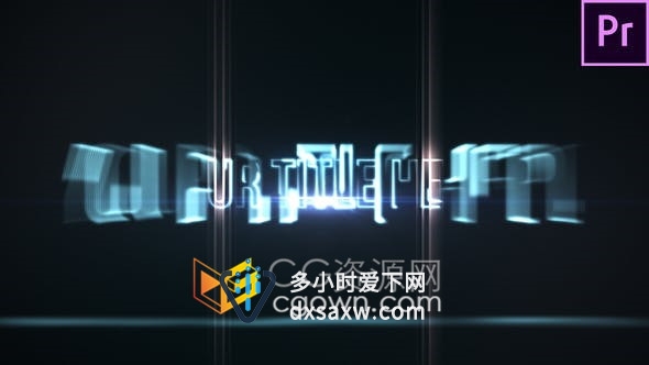 PR模板制作发光轮廓文字耀斑光效电影宣传标题视频片头动画