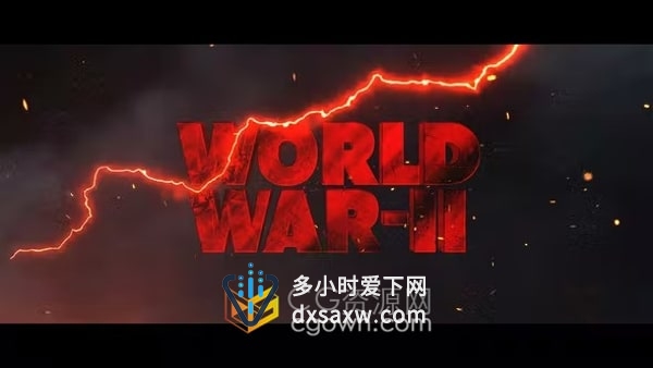 AE模板-烈焰闪电裂纹文本序列动画战争动作电影预告片