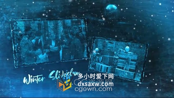 星星雪花动画笔刷效果4K冬季视频相册AE模板下载