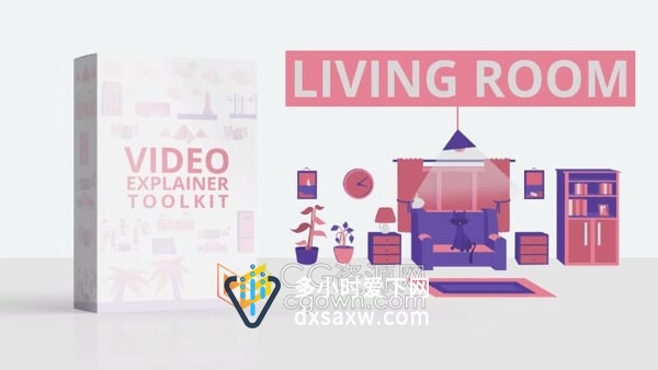 AE模板家居装修室内设计视频元素讲解动画工具包