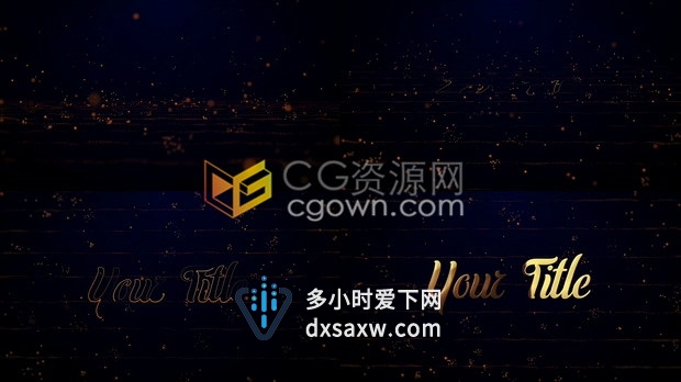 公司活动庆祝视频片头PR模板下载金色粒子动画文字标题效果制作