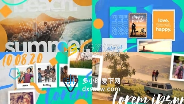 AE模板-波西米亚风照片幻灯片浪漫复古涂鸦风格视频相册