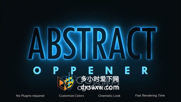 AE模板-复古经典发光描边动画揭示电影标志LOGO片头