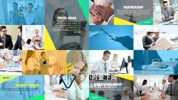 AE公司幻灯片模板简约明亮风格介绍企业宣传视频动画
