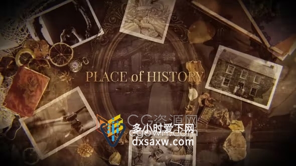 历史记录介绍AE模板旧老照片展示动画复古视频相册