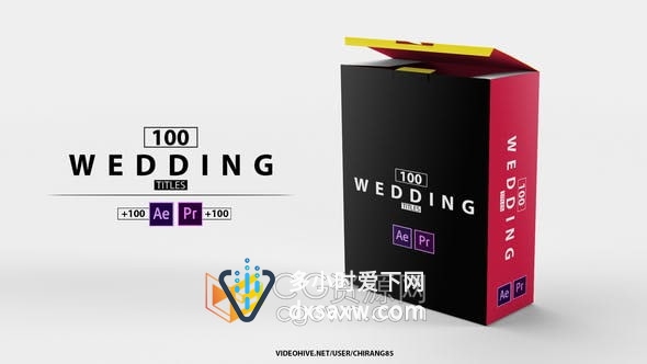 AE与PR模板-Wedding Titles 100组婚礼视频徽章标题动画