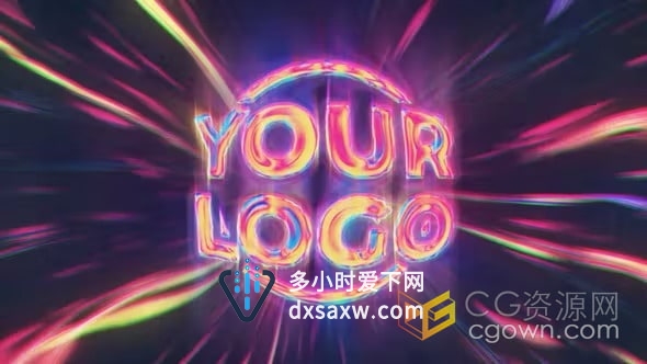 AE标志模板-彩色迷幻旋转波液体扭曲变形线条Chrome标题和Logo片头