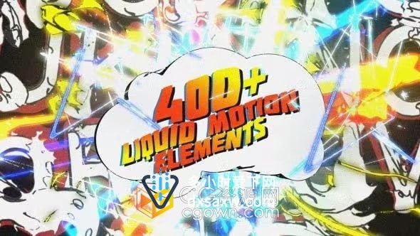 Motion FX 400多种卡通3D液体图形动画特效元素纯AE制作工程模板