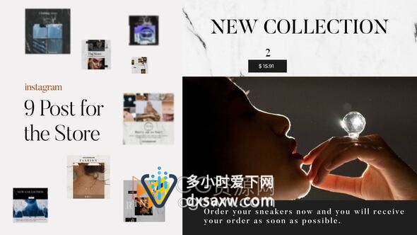 AE模板-时尚干净设计现代品牌商店在线展示新品价格折扣动态贴纸