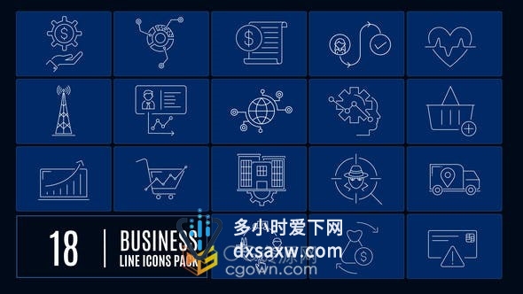 PR模板-线条动画图标设计网络供应链服务文档购物Icons
