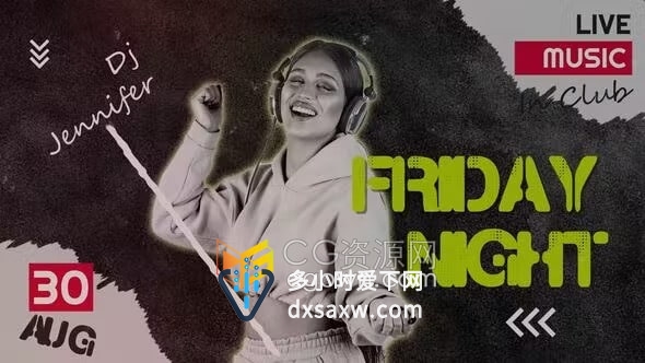 DJ巡回演出介绍电子音乐节派对活动直播预告片-AE模板