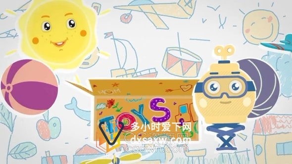 AE模板-可爱卡通玩具盒动画元素适合儿童节目娱乐视频过渡包装