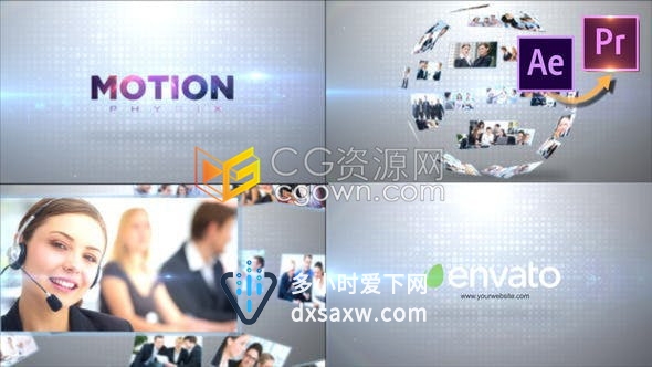 PR预设/AE模板-干净时尚企业商务标志片头公司业务演示图文开场动画