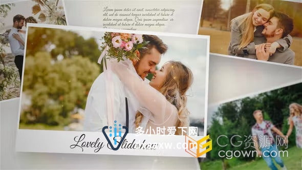 简约清新大气婚庆婚宴现场展示婚纱照视频相册-AE模板