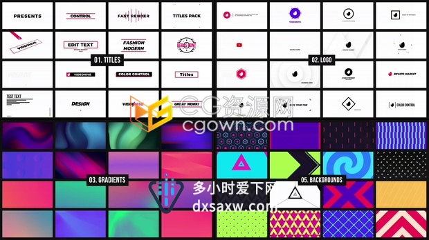 AE与PR模板下载创意图形动画文字标题排版视频字幕动态背景视频转场效果