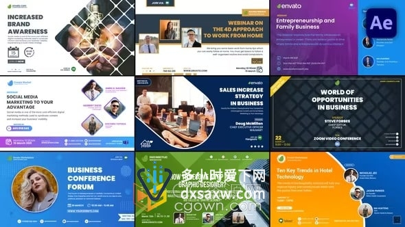 12组公司会议海报横幅活动广告动画制作动态视频-AE模板