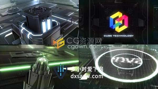 科技片头AE模板3D网络技术核心CPU动画模型Logo Reveal